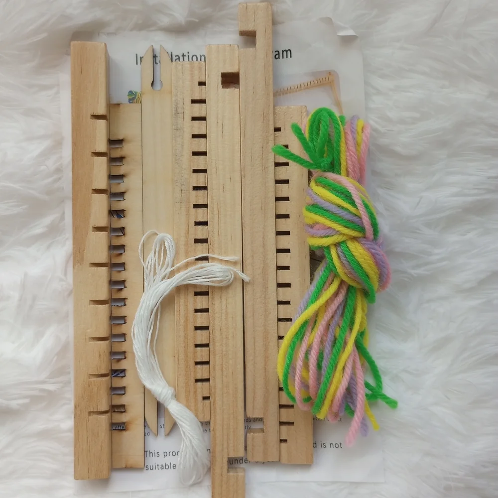 Wooden Weaving Loom Set with Colorful Yarn